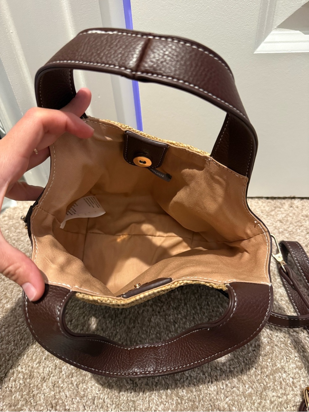 Anthropologie Sonia Mini Slouchy Tote Bag :Raffia Edition - Picture 4 of 5